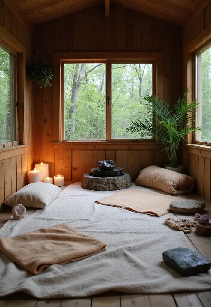 11 Cozy She Shed Ideas That'll Make You Want to Spend All Day Inside! - 7. Serenity with a Meditation Zone