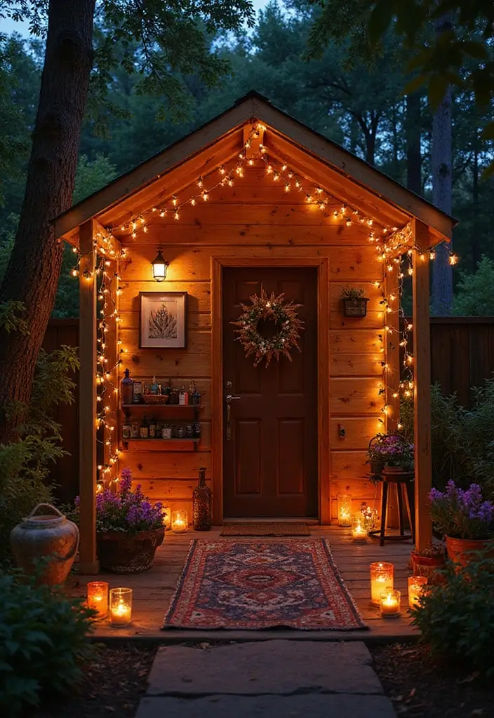 12 Bohemian She Shed Decor Ideas That'll Make You Swoon! - 2. Dreamy Lighting Choices