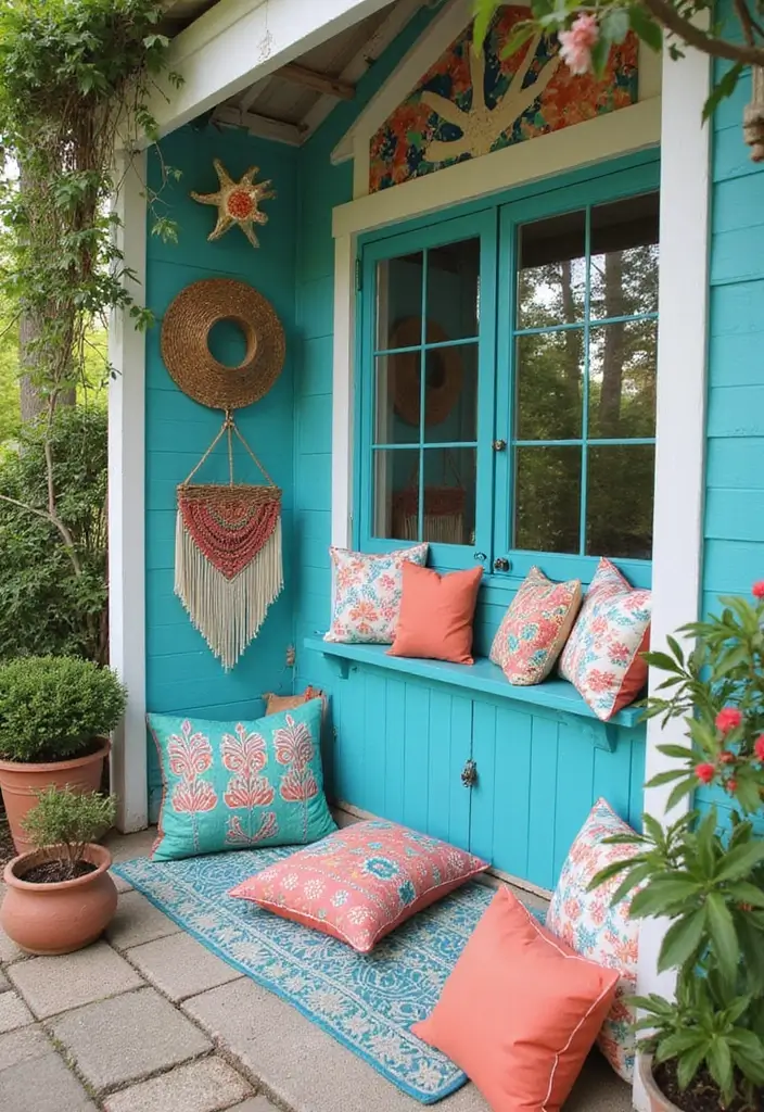 12 Stunning Boho Color Palettes That Will Transform Your She Shed Into a Dreamy Oasis! - 3. Turquoise and Coral