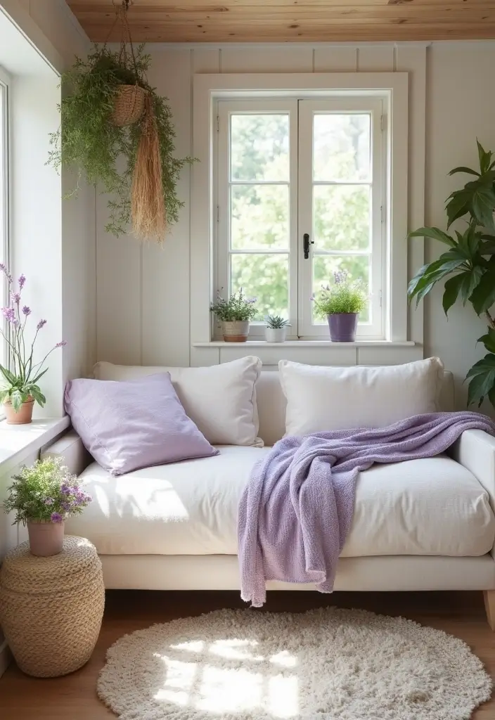 12 Stunning Boho Color Palettes That Will Transform Your She Shed Into a Dreamy Oasis! - 4. Soft Lavender and Creamy White
