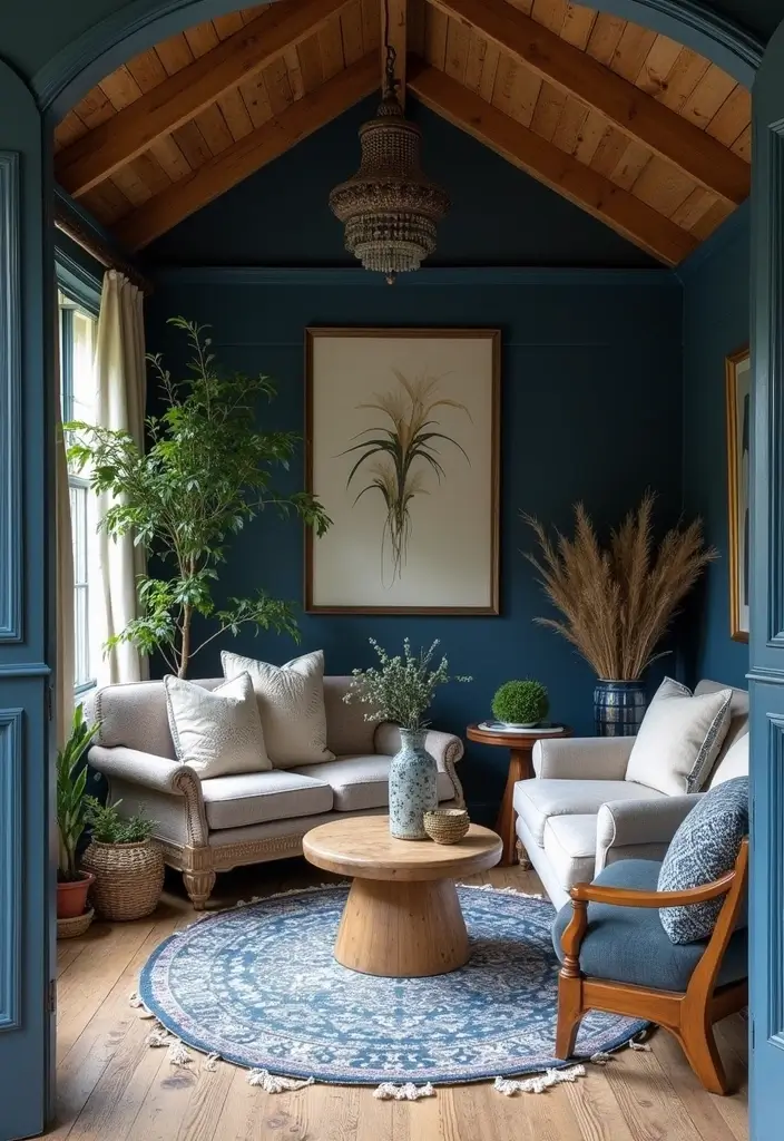 12 Stunning Boho Color Palettes That Will Transform Your She Shed Into a Dreamy Oasis! - 6. Indigo Blue and Cream