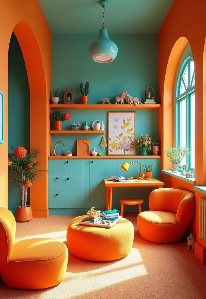 13 Rococo Color Schemes That Will Revitalize Your Space (You Won't Believe #7!) - 13. Bright Orange and Aqua