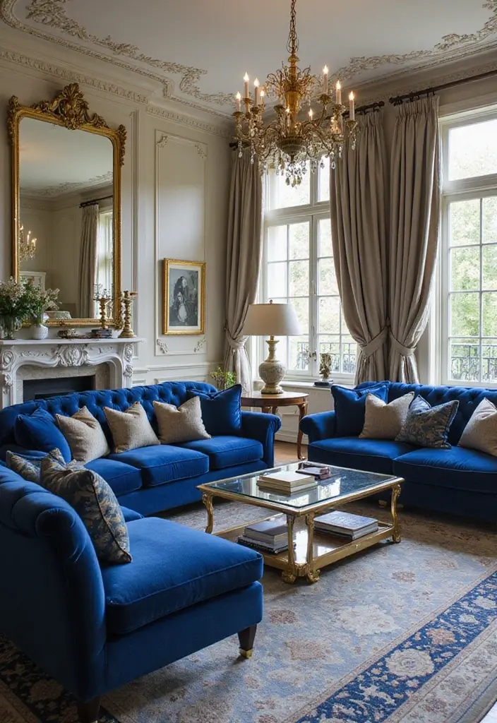 13 Rococo Color Schemes That Will Revitalize Your Space (You Won't Believe #7!) - 6. Rich Sapphire and Cream