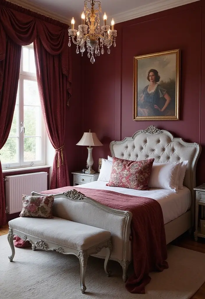 13 Rococo Color Schemes That Will Revitalize Your Space (You Won't Believe #7!) - 7. Burgundy and Soft Silver
