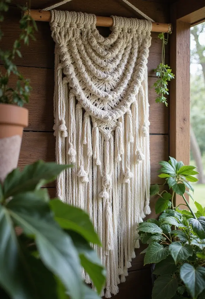 15 Boho She Shed Decor Ideas That Will Transform Your Outdoor Workspace Into a Dreamy Retreat! - 1. Macrame Wall Hangings
