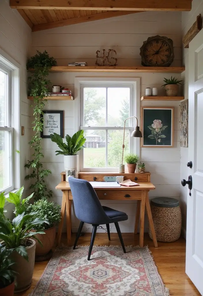 15 Boho She Shed Decor Ideas That Will Transform Your Outdoor Workspace Into a Dreamy Retreat! - 10. Functional Workspaces