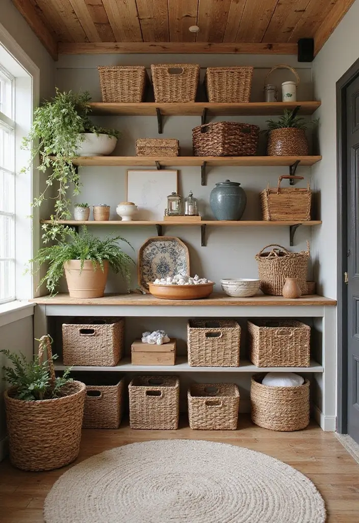 15 Boho She Shed Decor Ideas That Will Transform Your Outdoor Workspace Into a Dreamy Retreat! - 13. Creative Storage Solutions