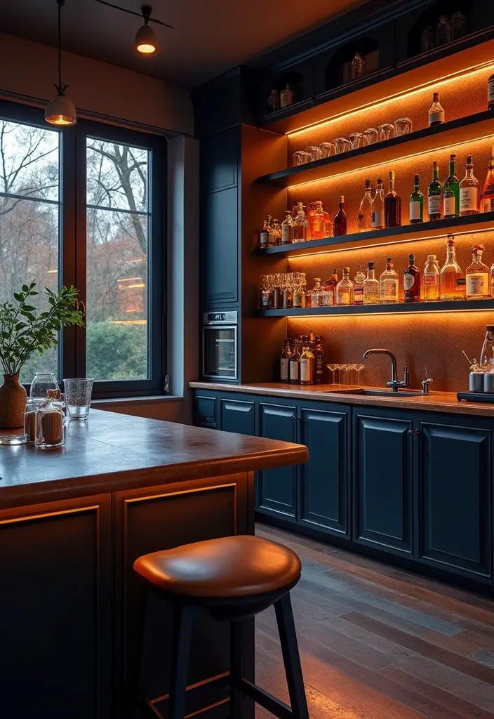 15 Stunning Small Home Saloon Designs That'll Make You Want to Mix a Cocktail ASAP! - 14. Tech-Savvy Saloon for the Modern Mixologist
