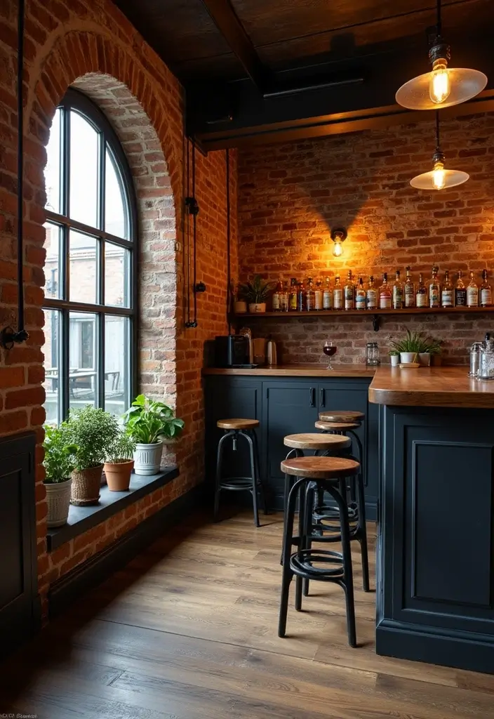 15 Stunning Small Home Saloon Designs That'll Make You Want to Mix a Cocktail ASAP! - 5. Industrial Edge with Metal Accents