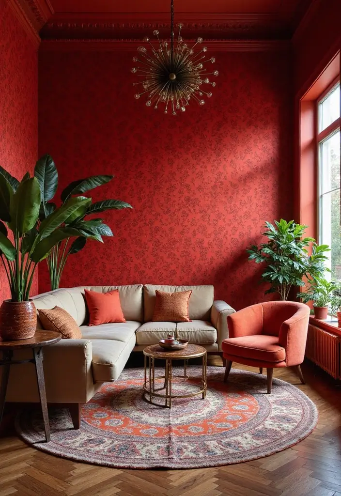 15 Stunning Ways to Incorporate Red Accents in Your Home Decor (You Won't Believe #10!) - 10. Stunning Red Wallpaper