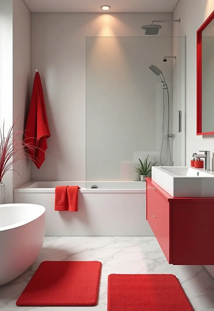 15 Stunning Ways to Incorporate Red Accents in Your Home Decor (You Won't Believe #10!) - 12. Red Accents in Bathrooms