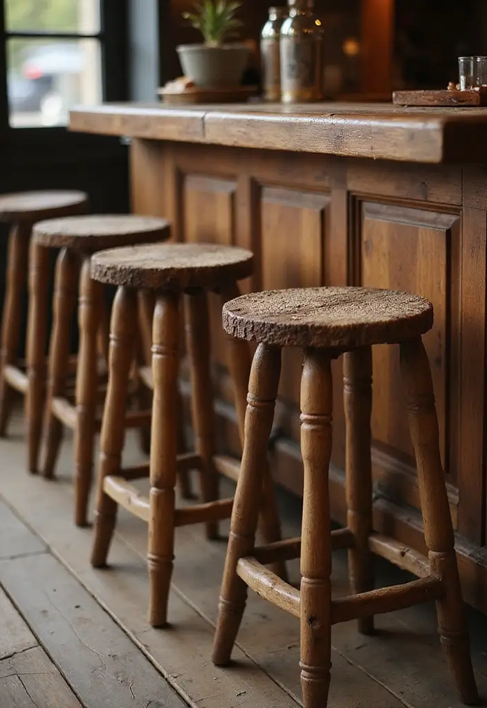 16 Unique Saloon Accessories That Will Make Your Home Feel Like a Five-Star Bar (Check Out #4!) - 2. Rustic Bar Stools