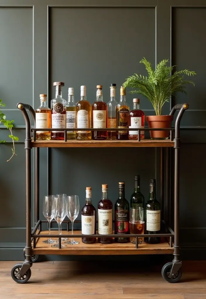 16 Unique Saloon Accessories That Will Make Your Home Feel Like a Five-Star Bar (Check Out #4!) - 6. Rustic Bar Cart
