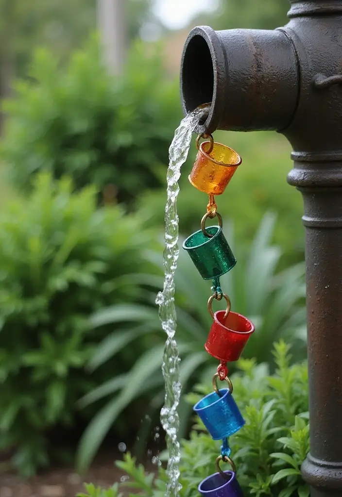 21 DIY Hippie Garden Projects That Will Transform Your Outdoor Space into a Boho Paradise! - 16. DIY Rain Chain