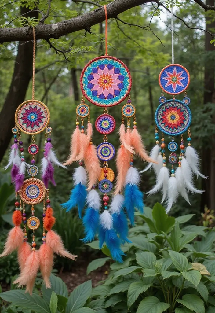21 DIY Hippie Garden Projects That Will Transform Your Outdoor Space into a Boho Paradise! - 18. Boho Dreamcatchers for the Garden