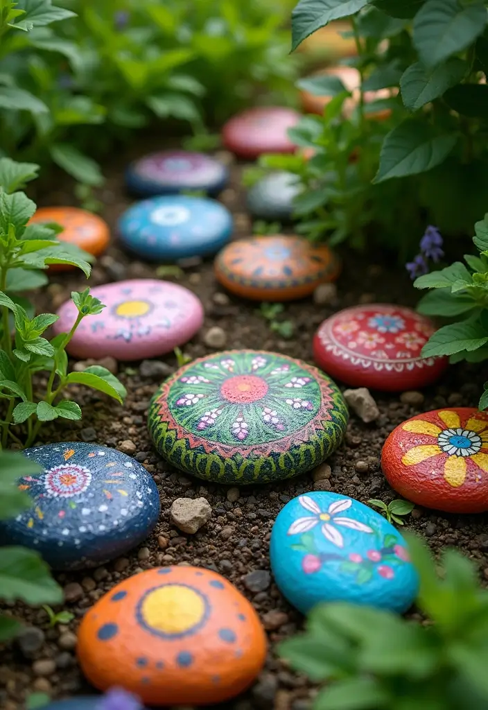 21 DIY Hippie Garden Projects That Will Transform Your Outdoor Space into a Boho Paradise! - 2. Painted Garden Stones
