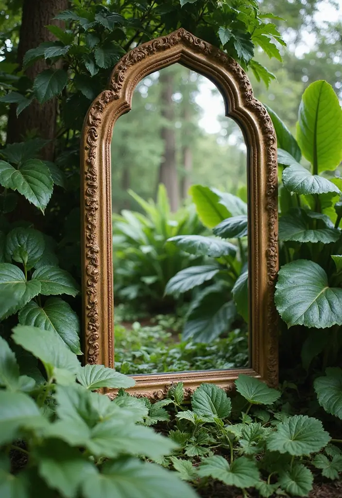 21 DIY Hippie Garden Projects That Will Transform Your Outdoor Space into a Boho Paradise! - 21. Garden Mirror