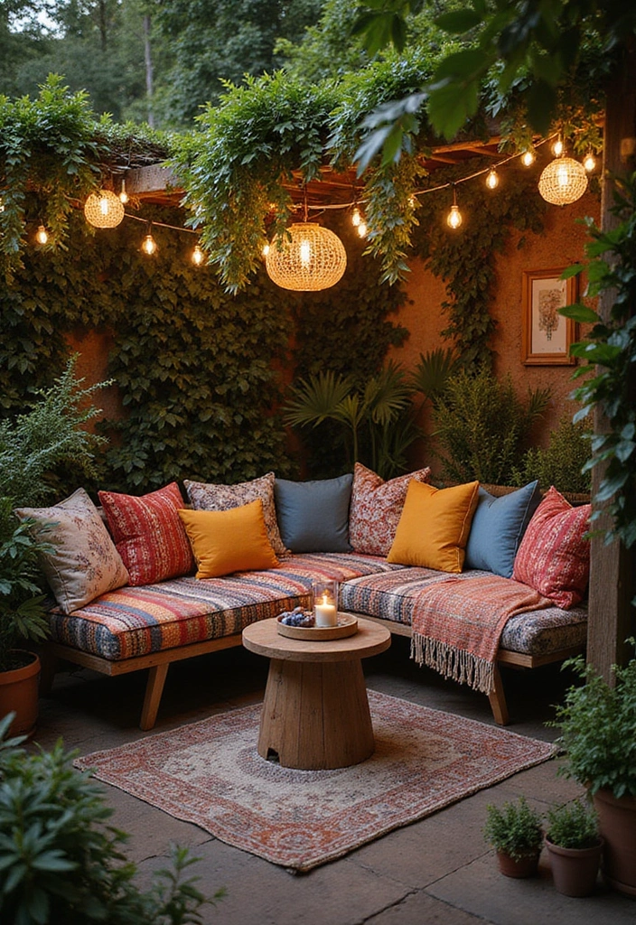 21 DIY Hippie Garden Projects That Will Transform Your Outdoor Space into a Boho Paradise! - 7. Bohemian Seating Area