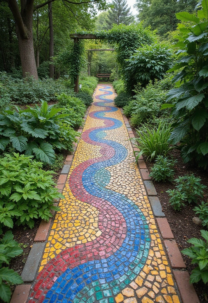 21 DIY Hippie Garden Projects That Will Transform Your Outdoor Space into a Boho Paradise! - 9. Mosaic Garden Pathway