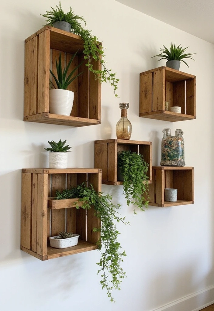 30 DIY Home Decor Projects That Are So Easy You'll Think They Were Store-Bought! - 3. Upcycled Wood Crate Shelves