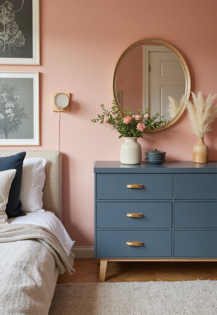 16 Bold Color Combos That'll Make Your Neighbors Jealous (Warning: #8 Is Not for the Faint-Hearted!) - 13. Peach & Slate Blue