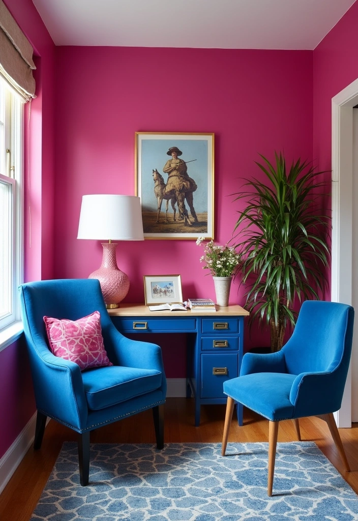 16 Bold Color Combos That'll Make Your Neighbors Jealous (Warning: #8 Is Not for the Faint-Hearted!) - 8. Fuchsia & Cobalt Blue (Warning: Not for the Faint-Hearted!)