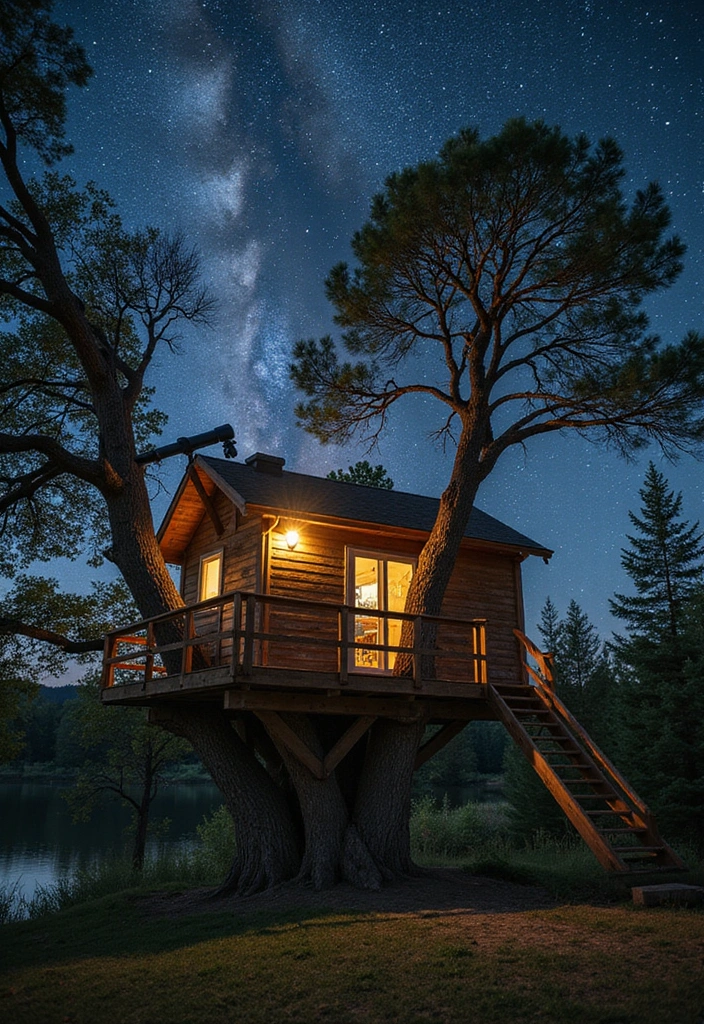 21 Mind-Blowing Kids Tree House Ideas That'll Make Your Kids Scream 'WOW!' - 19. Tree House with a Telescope Deck