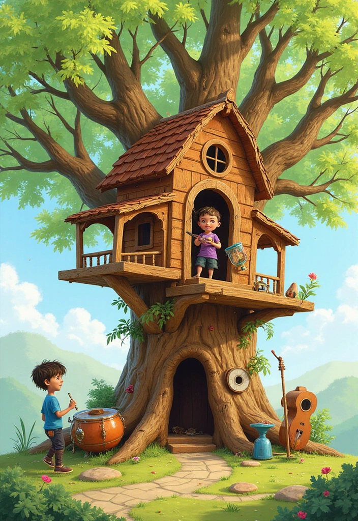 21 Mind-Blowing Kids Tree House Ideas That'll Make Your Kids Scream 'WOW!' - 21. Tree House with a Musical Corner