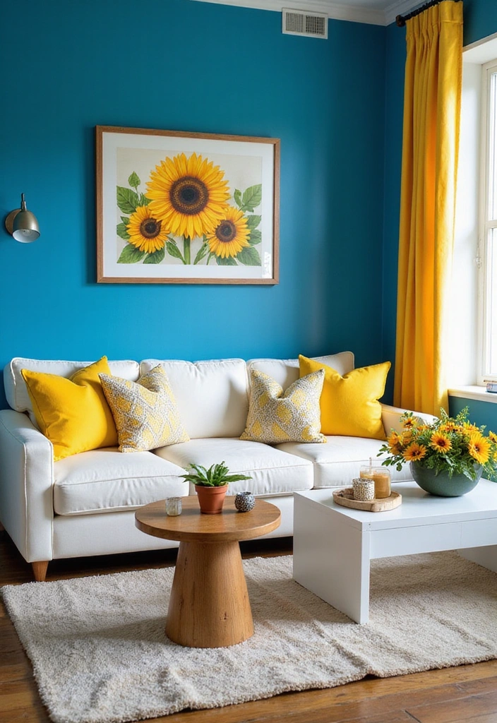 16 Bold Color Combos That'll Make Your Neighbors Jealous (Warning: #8 Is Not for the Faint-Hearted!) - 1. Electric Blue & Sunflower Yellow