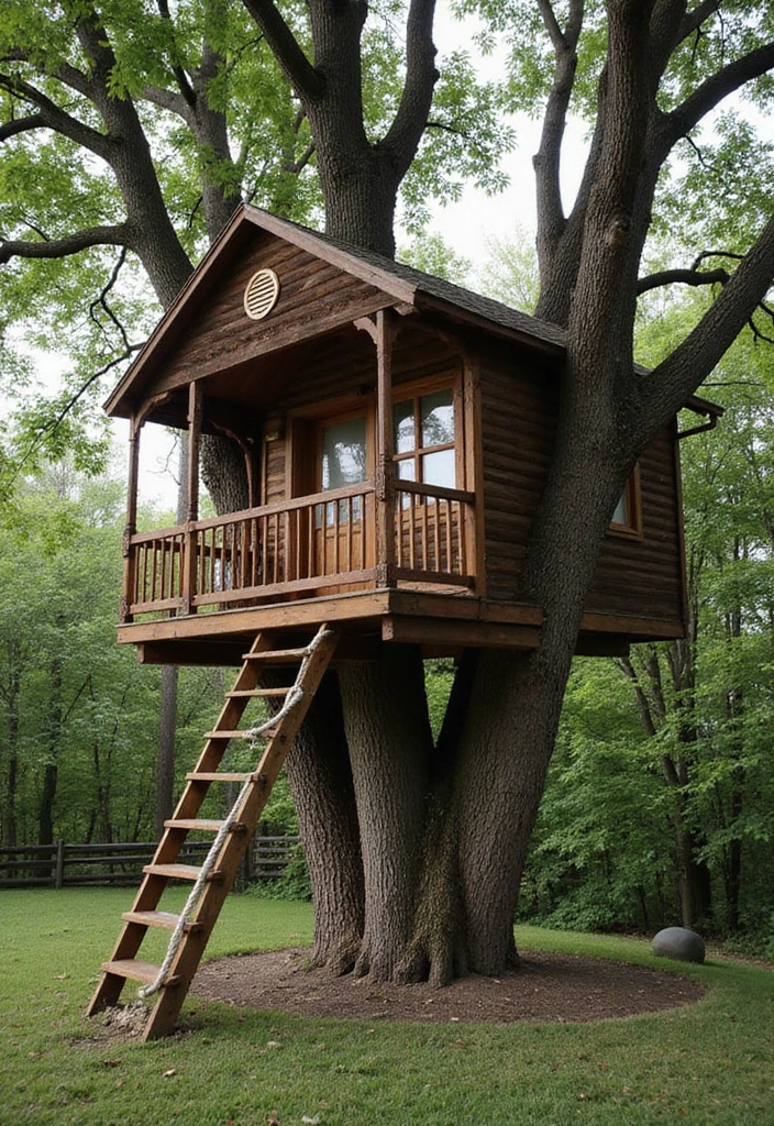21 Mind-Blowing Kids Tree House Ideas That'll Make Your Kids Scream 'WOW!' - 1. Classic Wooden Retreat