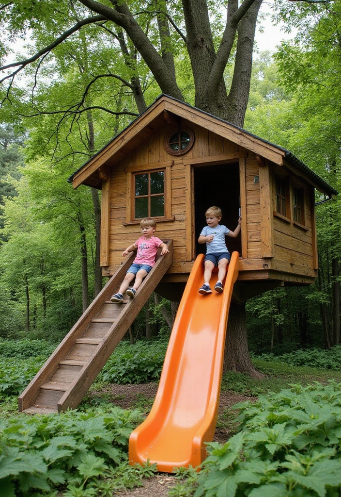 21 Mind-Blowing Kids Tree House Ideas That'll Make Your Kids Scream 'WOW!' - 15. Tree House Slide
