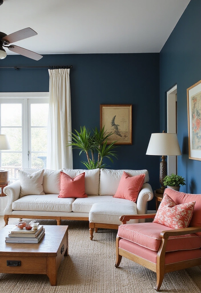 16 Bold Color Combos That'll Make Your Neighbors Jealous (Warning: #8 Is Not for the Faint-Hearted!) - 4. Navy & Coral