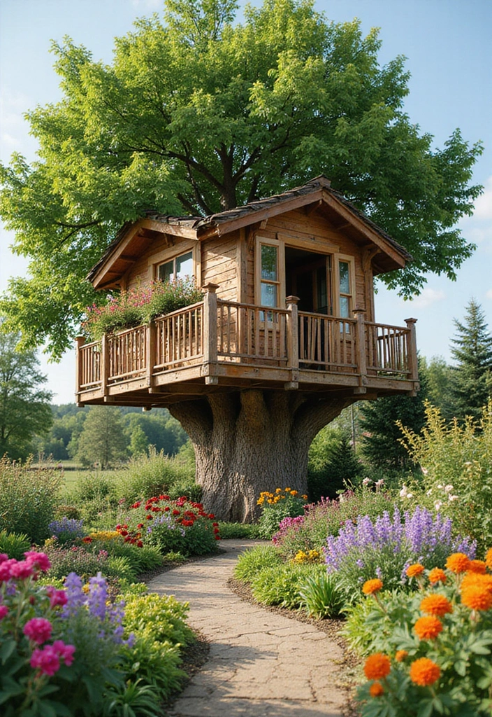 21 Mind-Blowing Kids Tree House Ideas That'll Make Your Kids Scream 'WOW!' - 16. Garden Tree House