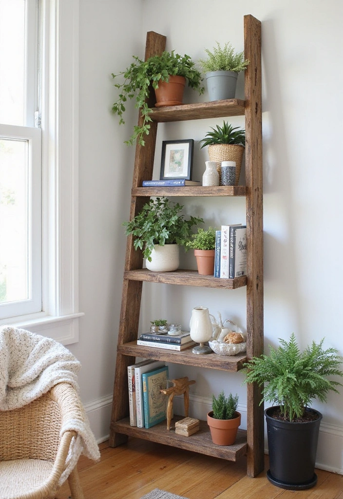 25 Fun and Budget-Friendly Small House DIY Projects You Can Start Today! - 16. Upcycle Old Ladders