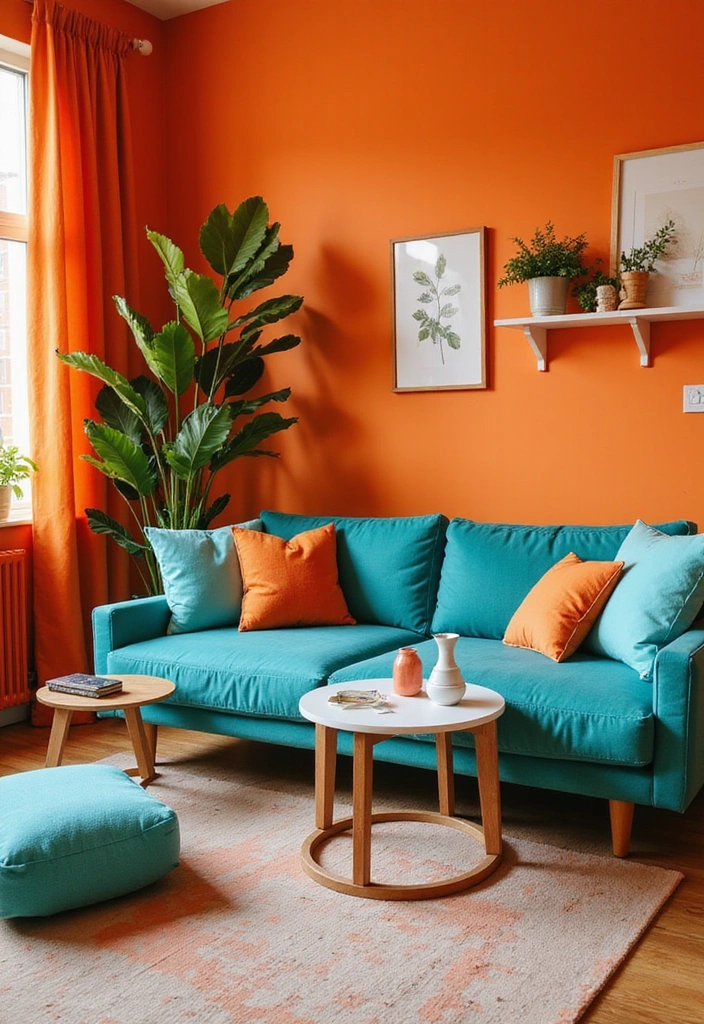 22 Eye-Popping 1980s Color Schemes That'll Brighten Up Your Home (Dare to Try #3!) - 3. Funky Fusion: Orange and Teal