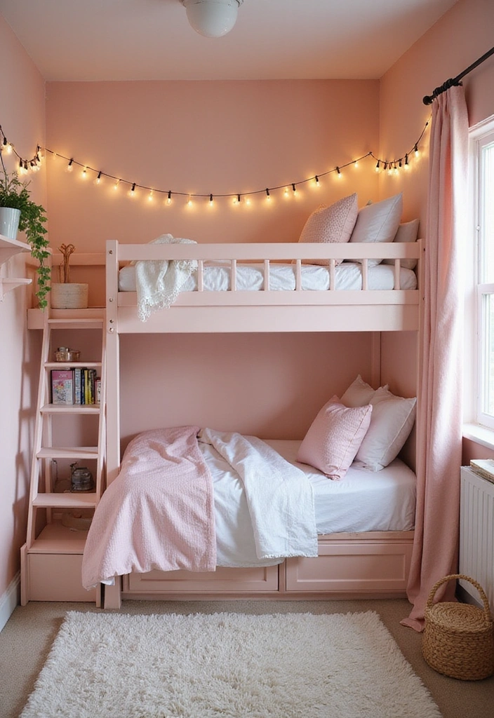 18 Small Pink Bedroom Ideas That Prove Less is More (#9 Is a Game-Changer!) - 4. Space-Saving Loft Bed
