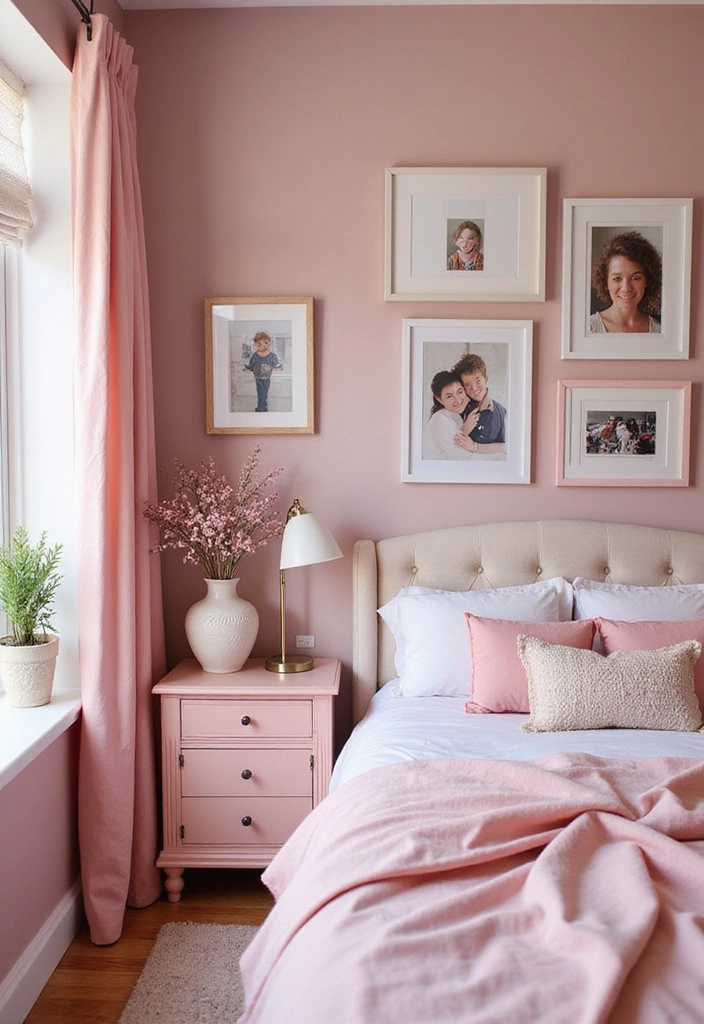 18 Small Pink Bedroom Ideas That Prove Less is More (#9 Is a Game-Changer!) - 15. Personalized Pink Decor