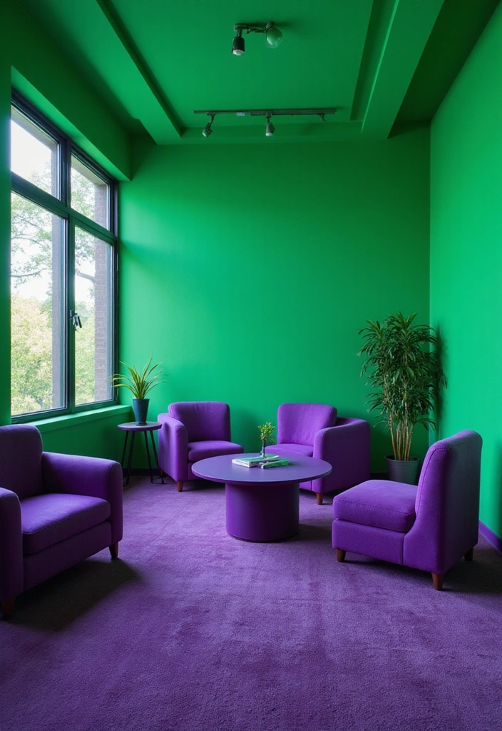 22 Eye-Popping 1980s Color Schemes That'll Brighten Up Your Home (Dare to Try #3!) - 6. Bold and Bright: Neon Green and Purple