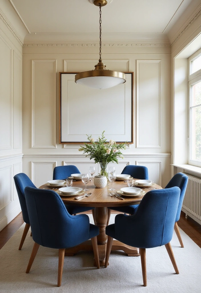 22 Eye-Popping 1980s Color Schemes That'll Brighten Up Your Home (Dare to Try #3!) - 14. Chic Contrast: Cream and Navy Blue