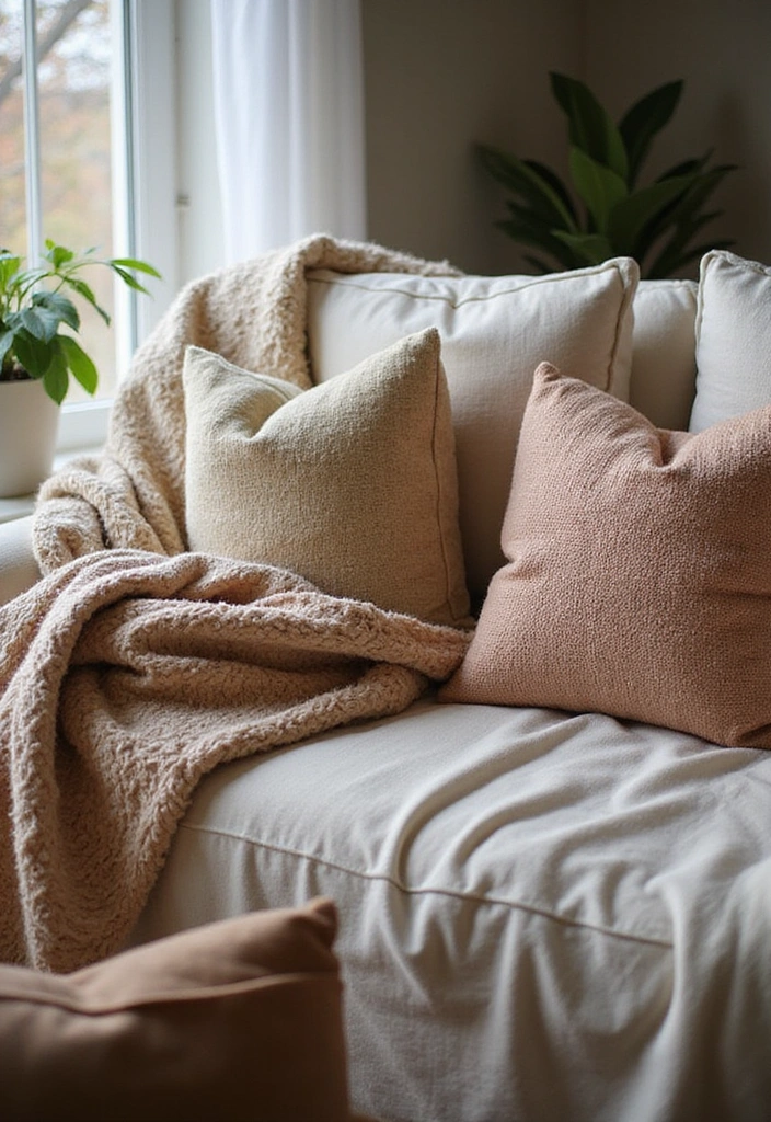 16 Scandinavian Decor Tricks That’ll Make Your Home a Cozy Haven! - 12. Add Cozy Elements with Throws and Pillows