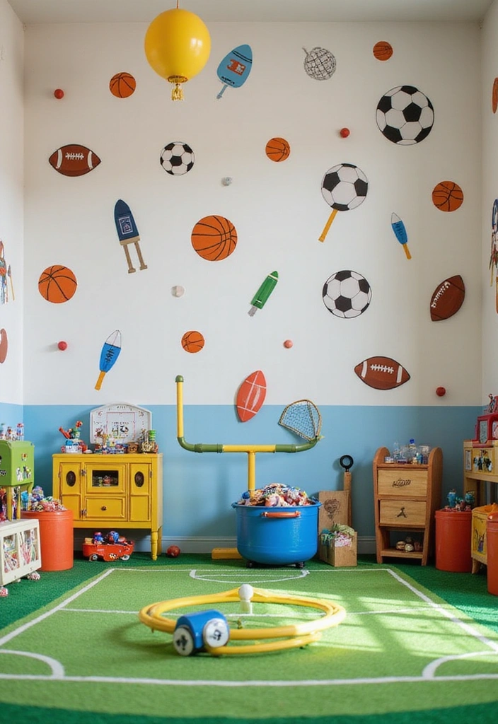 22 Themed Kids Playroom Ideas That'll Make Every Day an Adventure (Check Out #6!) - 6. Sports Arena Extravaganza