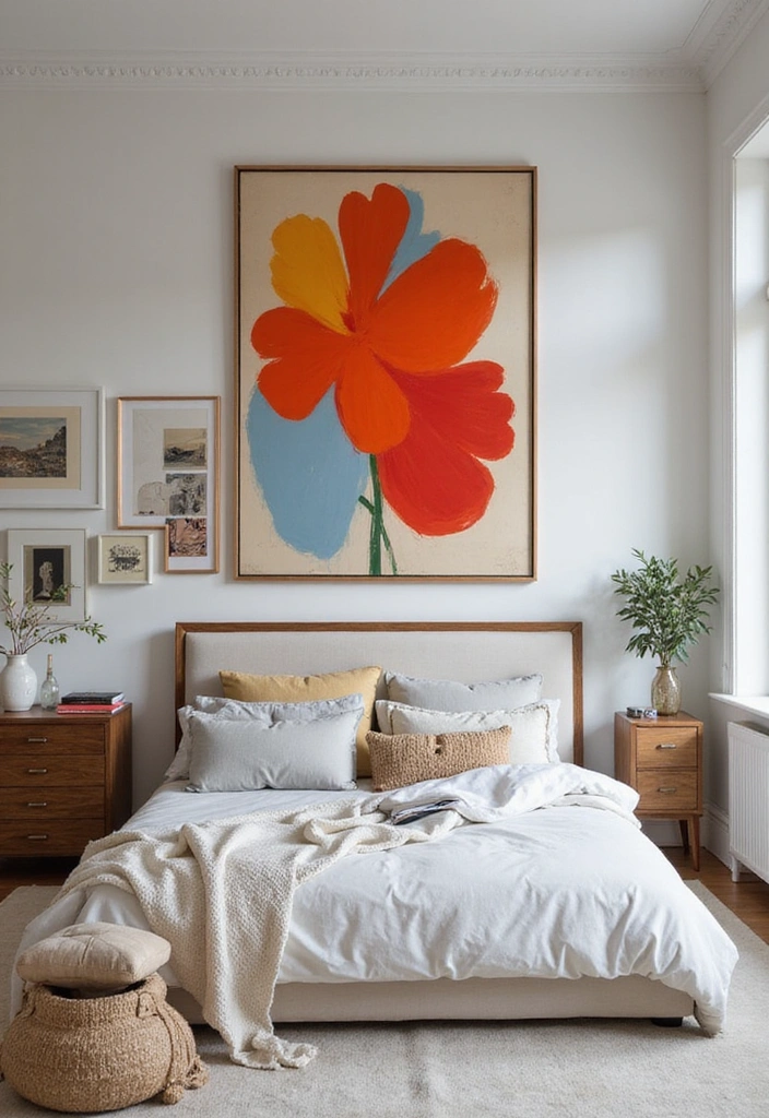 20 Bold Bedroom Decor Ideas to Revamp Your Space (You Won't Believe #11!) - 9. Bold Art Pieces