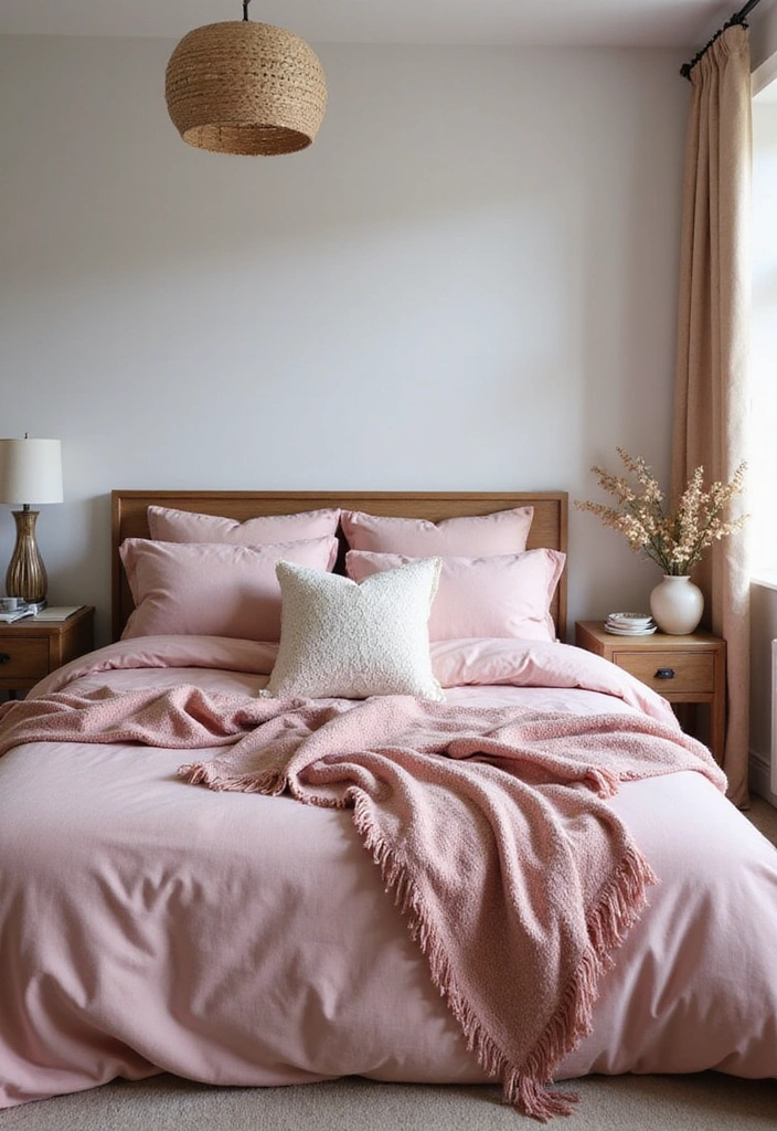 18 Small Pink Bedroom Ideas That Prove Less is More (#9 Is a Game-Changer!) - 10. Cozy Pink Bedspread