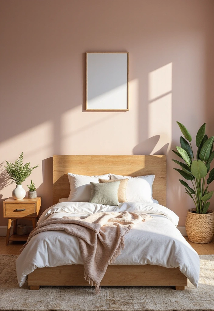 18 Small Pink Bedroom Ideas That Prove Less is More (#9 Is a Game-Changer!) - 3. Soft Blush with Earthy Tones