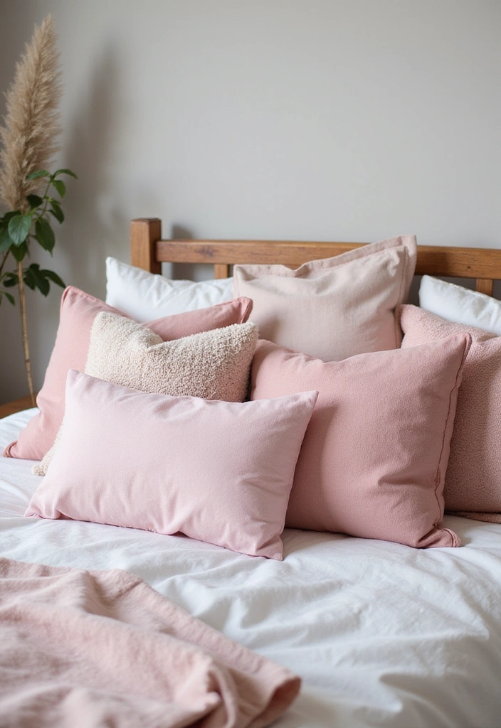 18 Small Pink Bedroom Ideas That Prove Less is More (#9 Is a Game-Changer!) - 14. Soft Pink Pillows