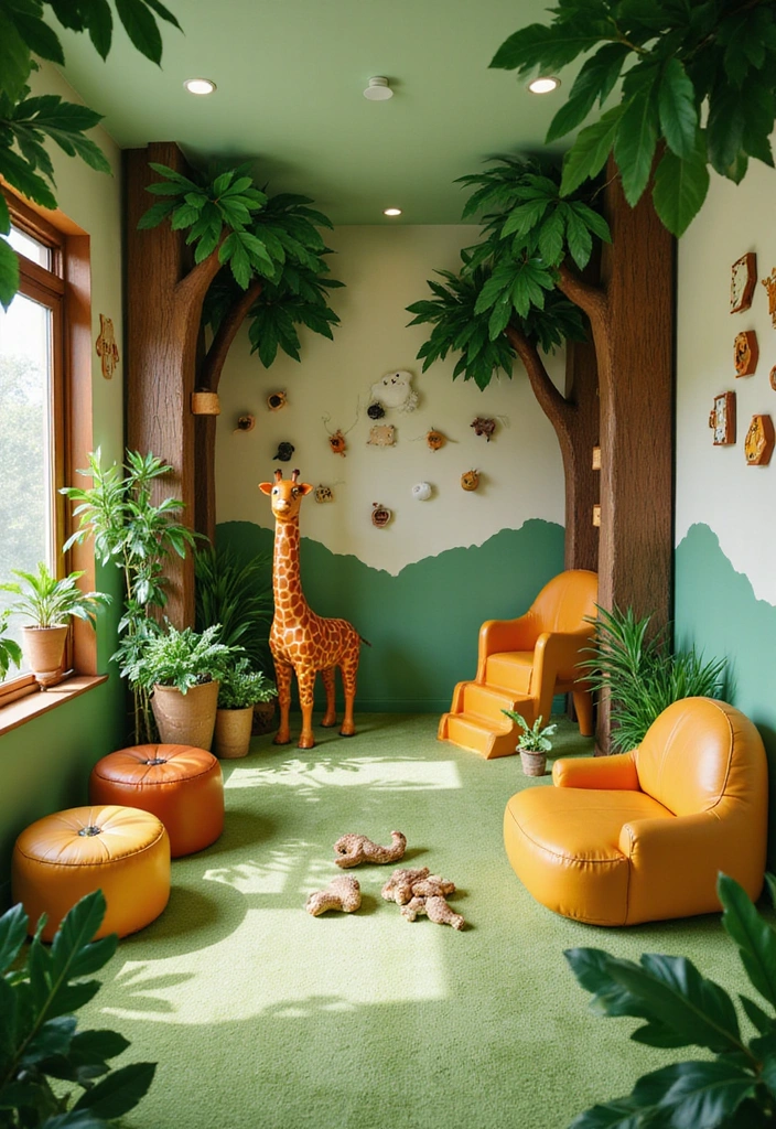 22 Themed Kids Playroom Ideas That'll Make Every Day an Adventure (Check Out #6!) - 4. Adventure Jungle Safari