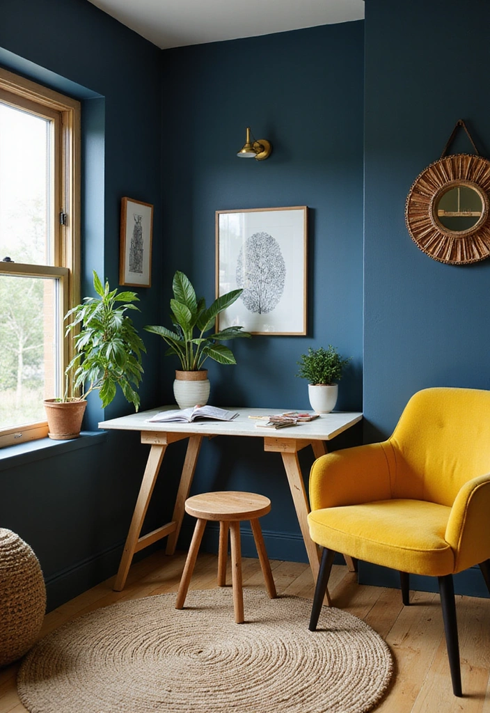 22 Eye-Popping 1980s Color Schemes That'll Brighten Up Your Home (Dare to Try #3!) - 13. Daring Duo: Indigo and Bright Yellow