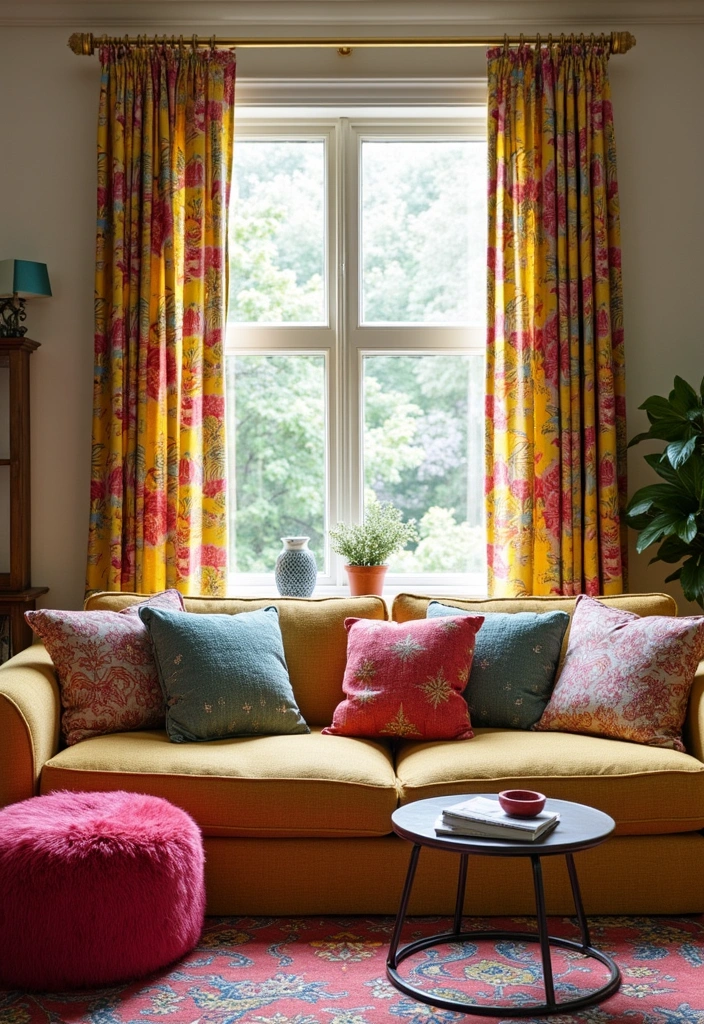 15 Bold Color Decor Ideas for Your Living Room That'll Leave Your Guests Speechless! - 12. Fun Fabric Choices
