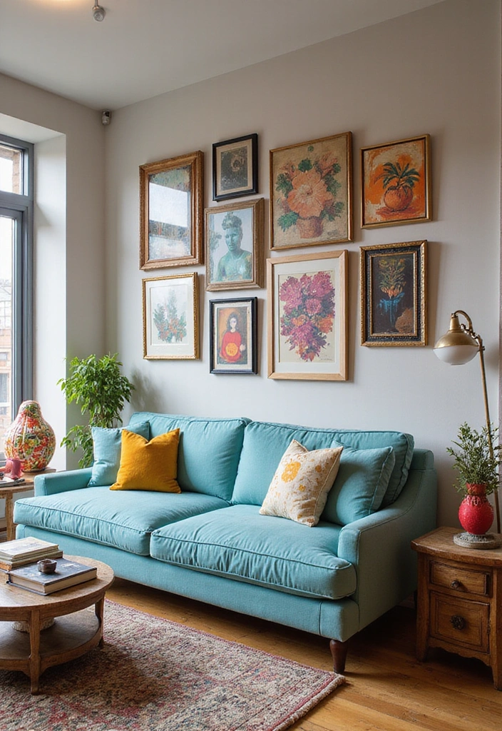 15 Bold Color Decor Ideas for Your Living Room That'll Leave Your Guests Speechless! - 11. Vibrant Art Displays