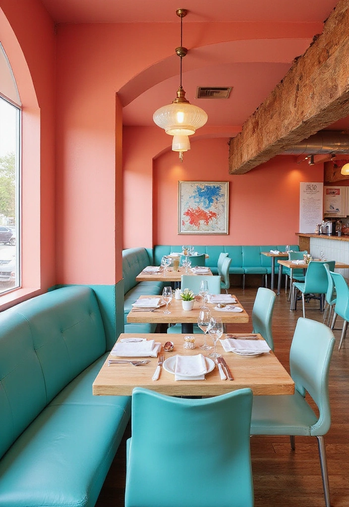 22 Eye-Popping 1980s Color Schemes That'll Brighten Up Your Home (Dare to Try #3!) - 5. Retro Revival: Coral and Aqua